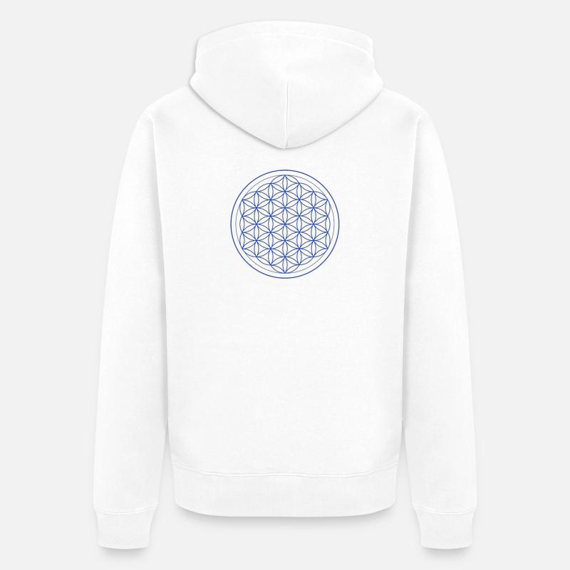 Cercle Bleu Jaune Fleur de Vie - Veste à capuche bio Premium Unisexe - blanc