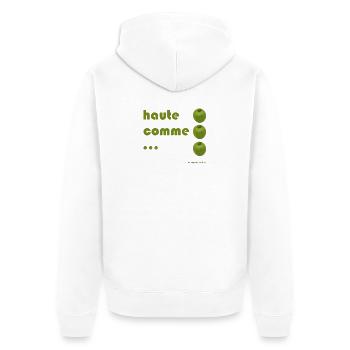 high as 3 apples - Unisex Premium Organic Zip Hoodie - white - Back - Thijin (182cm)