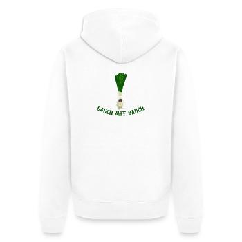 Poireau avec ventre dessin animé - Veste à capuche bio Premium Unisexe - blanc - Dos - Thijin (182cm)