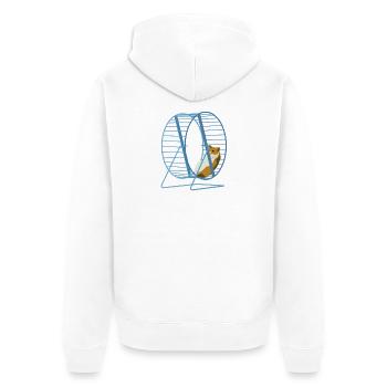 Hamster im Fitnessrad - Fröhliche Runde - Unisex Premium Bio Zip Hoodie - Weiß - Hinten - Thijin (182cm)