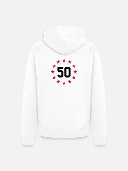 50 ans - Veste à capuche bio Premium Unisexe - blanc