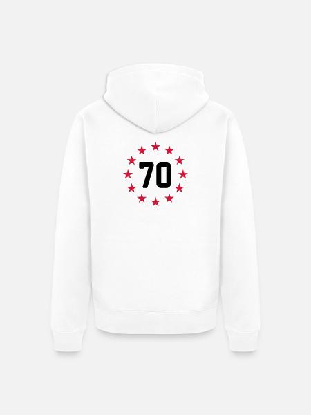 70 years - Unisex Premium Organic Zip Hoodie - white