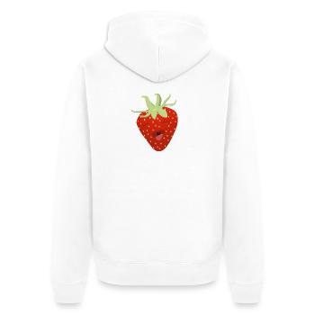 Giggling Strawberry Cartoon - Unisex Premium Organic Zip Hoodie - white - Back - Thijin (182cm)