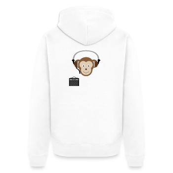 Monkey with headphones music - Unisex Premium Organic Zip Hoodie - white - Back - Thijin (182cm)