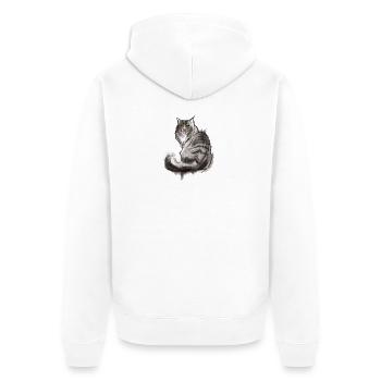 Norwegische Waldkatze - Unisex Premium Bio Zip Hoodie - Weiß - Hinten - Thijin (182cm)