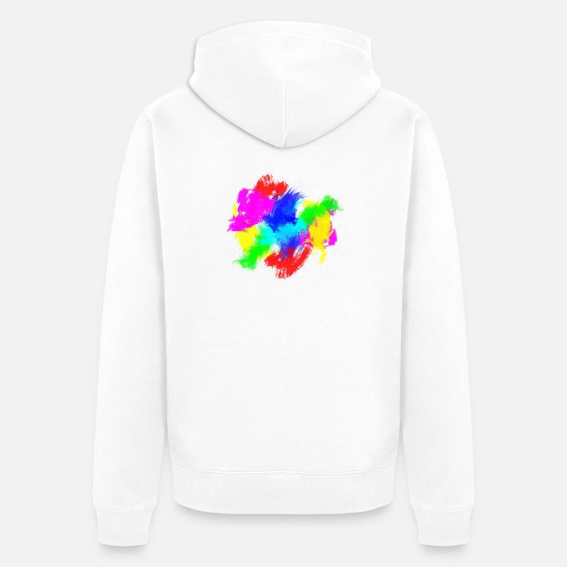 Farbklecks Bunt Farbspritzer - Unisex Premium Bio Zip Hoodie - Weiß