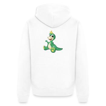 sitzender süßer Dino - Unisex Premium Bio Zip Hoodie - Weiß - Hinten - Thijin (182cm)