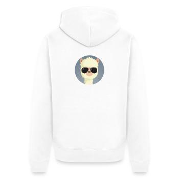 Alpaka Sonnenbrille Tier - Unisex Premium Bio Zip Hoodie - Weiß - Hinten - Thijin (182cm)