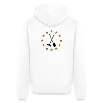 Rake, Shovel & Stars - Unisex Premium Organic Zip Hoodie - white - Back - Thijin (182cm)