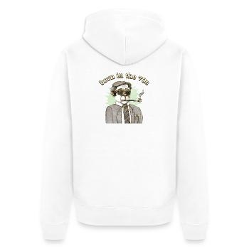 Born in the Seventies - Unisex Premium Bio Zip Hoodie - Weiß - Hinten - Thijin (182cm)