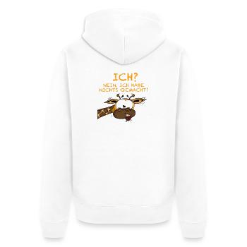 Ich war es nicht Giraffe - Unisex Premium Bio Zip Hoodie - Weiß - Hinten - Thijin (182cm)