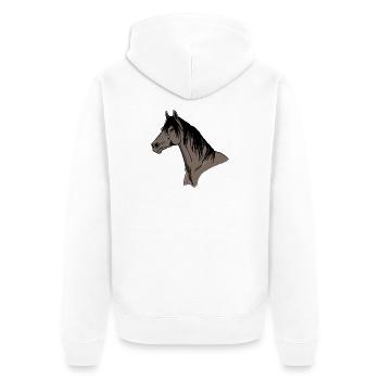 Pferd - Unisex Premium Bio Zip Hoodie - Weiß - Hinten - Thijin (182cm)