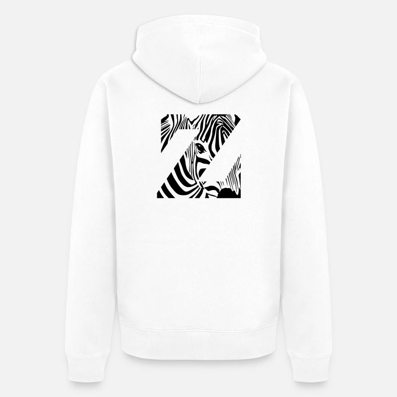 Zebra Mix Mono Black - Unisex Premium Bio Zip Hoodie - Weiß
