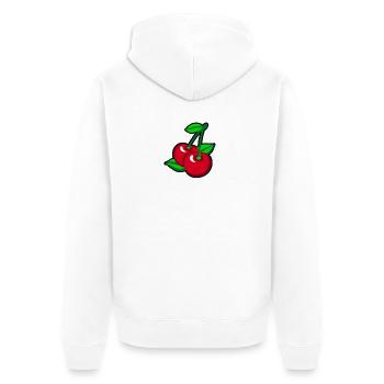 Red Cherries for cherry pickers - Unisex Premium Bio Zip Hoodie - Weiß - Hinten - Thijin (182cm)