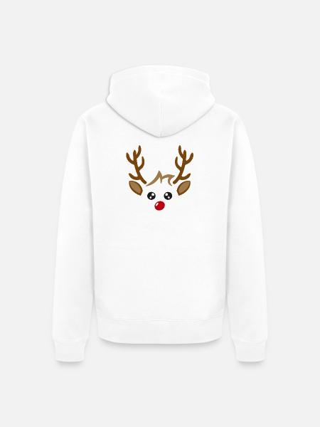 Cute reindeer face boy Christmas Xmas - Unisex Premium Organic Zip Hoodie - white