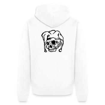Joker Totenkopf - Unisex Premium Bio Zip Hoodie - Weiß - Hinten - Thijin (182cm)