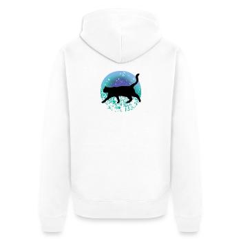 Schwarze Katze - Unisex Premium Bio Zip Hoodie - Weiß - Hinten - Thijin (182cm)