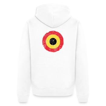Effet vintage de cocarde aéronautique de Belgique - Veste à capuche bio Premium Unisexe - blanc - Dos - Thijin (182cm)