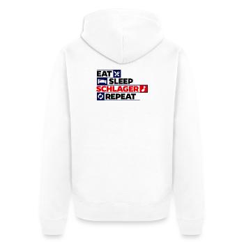 Schlager Repeat Wiederholen Schlagerfan Musik - Unisex Premium Bio Zip Hoodie - Weiß - Hinten - Thijin (182cm)