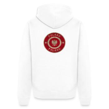 Pologne Cercle Vintage Design / Cadeau drapeau - Veste à capuche bio Premium Unisexe - blanc - Dos - Thijin (182cm)
