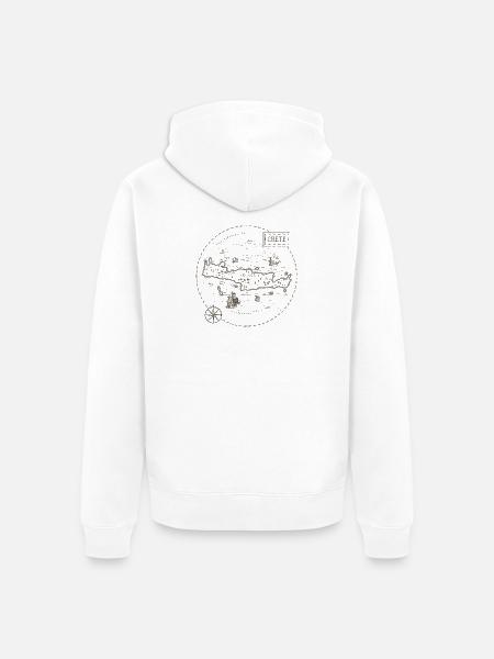 Vintage Karte Kreta - Unisex Premium Bio Zip Hoodie - Weiß