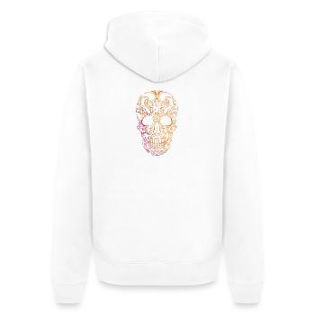 Colored Skull Ornament - Unisex Premium Organic Zip Hoodie - white - Back - Thijin (182cm)
