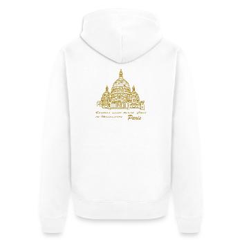 Paris Sacré-Coeur Skyline, Handzeichnung - Unisex Premium Bio Zip Hoodie - Weiß - Hinten - Thijin (182cm)