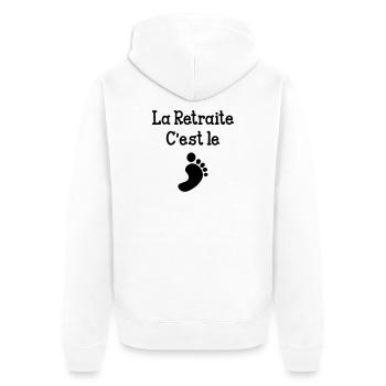 La Retraite c'est le pied ! - Veste à capuche bio Premium Unisexe - blanc - Dos - Thijin (182cm)