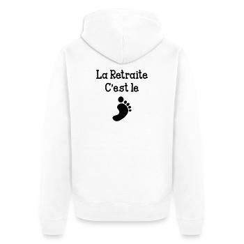La Retraite c'est le pied ! - Veste à capuche bio Premium Unisexe - blanc - Dos - Thijin (182cm)