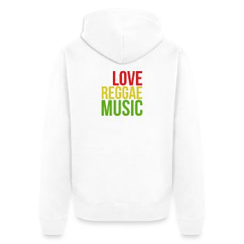 One Love Reggae Music Design - Unisex Premium Organic Zip Hoodie - white - Back - Thijin (182cm)