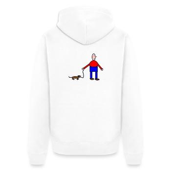 Dessin humoristique animalier et humain - Veste à capuche bio Premium Unisexe - blanc - Dos - Thijin (182cm)