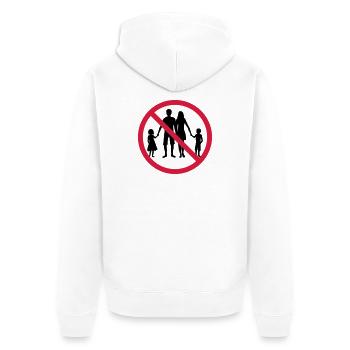 familie verboten schild zone keine kinder geschwis - Unisex Premium Bio Zip Hoodie - Weiß - Hinten - Thijin (182cm)