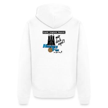Hamburg , Tradition , Fußball , Fan Leben (25) - Unisex Premium Bio Zip Hoodie - Weiß - Hinten - Thijin (182cm)
