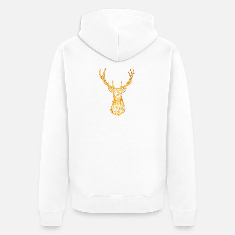 Tête de cerf - Veste à capuche bio Premium Unisexe - blanc