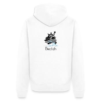 Phare et Vague en Style Minimaliste - Veste à capuche bio Premium Unisexe - blanc - Dos - Thijin (182cm)