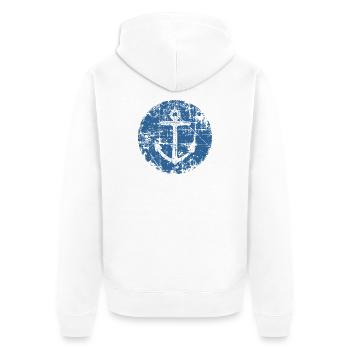 Anker Schild Segel Design für Segler - Unisex Premium Bio Zip Hoodie - Weiß - Hinten - Thijin (182cm)