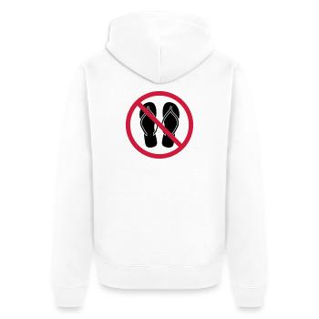 keine flip flops verboten schild zone gebiet clipa - Unisex Premium Bio Zip Hoodie - Weiß - Hinten - Thijin (182cm)