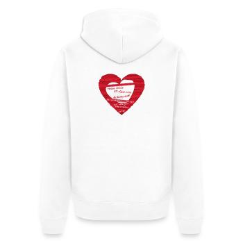 Herz mit Bibelvers Gnade / Korinther - Unisex Premium Bio Zip Hoodie - Weiß - Hinten - Thijin (182cm)