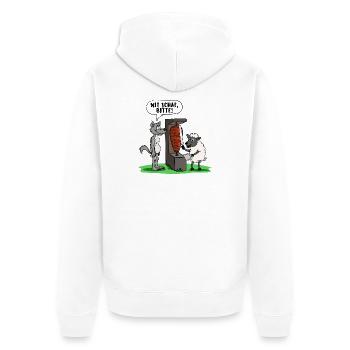 Kebab Kebap Schaf Lamm Sprüche Lustig Döner Essen - Unisex Premium Bio Zip Hoodie - Weiß - Hinten - Thijin (182cm)
