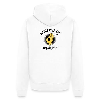 18. Geburtstag Achtzehn Jahre Volljährig Spruch - Unisex Premium Bio Zip Hoodie - Weiß - Hinten - Thijin (182cm)