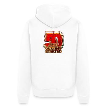 50th birthday - Unisex Premium Organic Zip Hoodie - white - Back - Thijin (182cm)