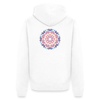 Mandala - Unisex Premium Bio Zip Hoodie - Weiß - Hinten - Thijin (182cm)