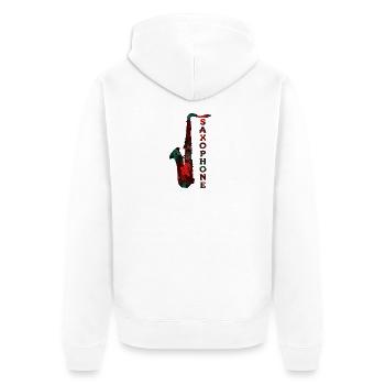 Conception de saxophone / instrument de musique - Veste à capuche bio Premium Unisexe - blanc - Dos - Thijin (182cm)