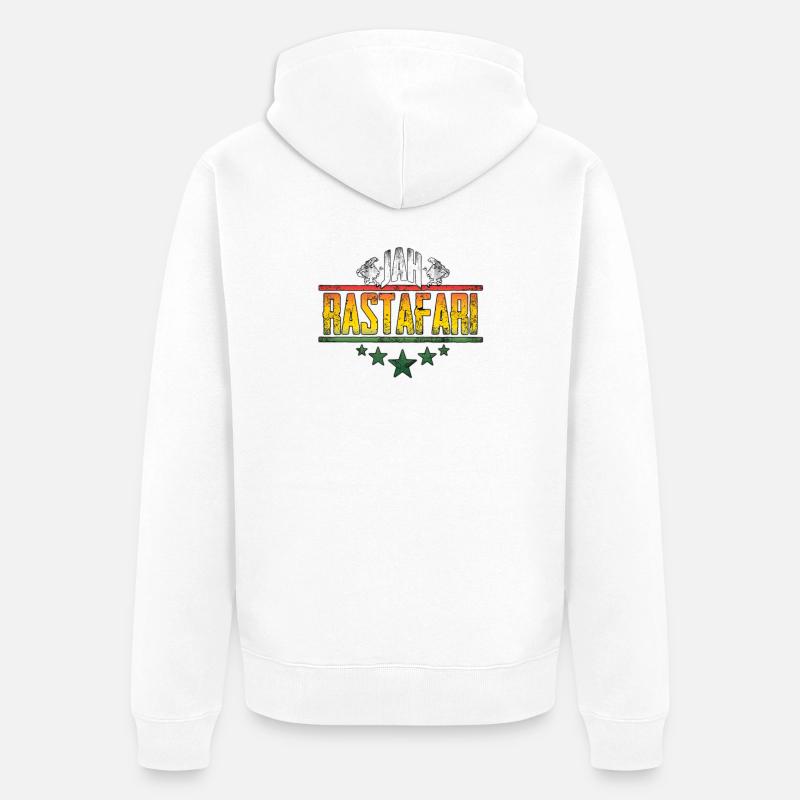 Conception d’affirmation rastafari de Jah - Veste à capuche bio Premium Unisexe - blanc