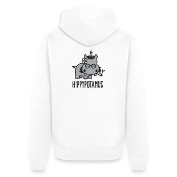 Hippypotamus - Unisex Premium Bio Zip Hoodie - Weiß - Hinten - Thijin (182cm)