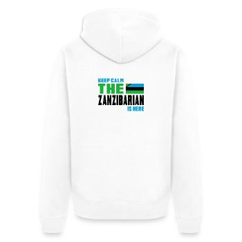 Keep Calm Design / Geschenk Tansania - Unisex Premium Bio Zip Hoodie - Weiß - Hinten - Thijin (182cm)