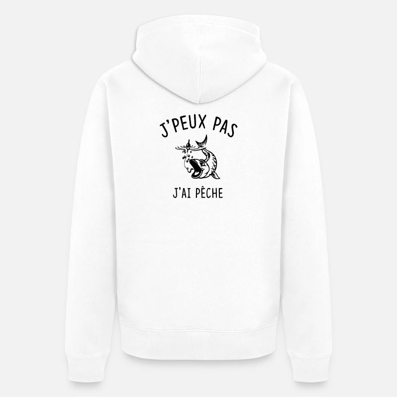 Je peux pas j'ai pêche  - Veste à capuche bio Premium Unisexe - blanc