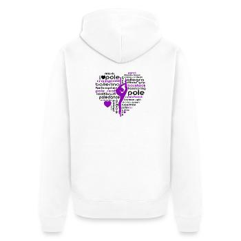 Lila PoleDance Herz Akrobatik Kunst - Unisex Premium Bio Zip Hoodie - Weiß - Hinten - Thijin (182cm)
