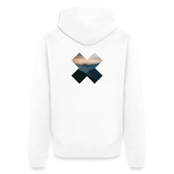 X - montagnes - Veste à capuche bio Premium Unisexe - blanc - Dos - Thijin (182cm)
