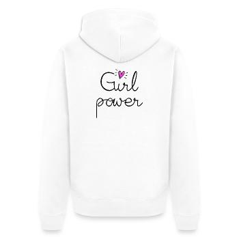 girl power with pink glitter heart - Unisex Premium Organic Zip Hoodie - white - Back - Thijin (182cm)